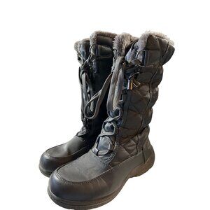 Totes Women's Faux Fur-Lined Snow Boots Size 8 Black Quilted Waterproof